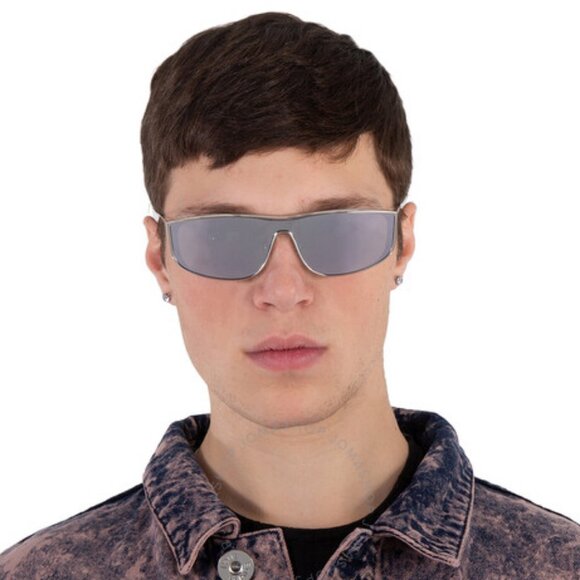 NEW SL605 LUNA 003 SAINT LAURENT SUNGLASSES SILVER UNISEX OVAL EYEWEAR - Picture 1 of 4